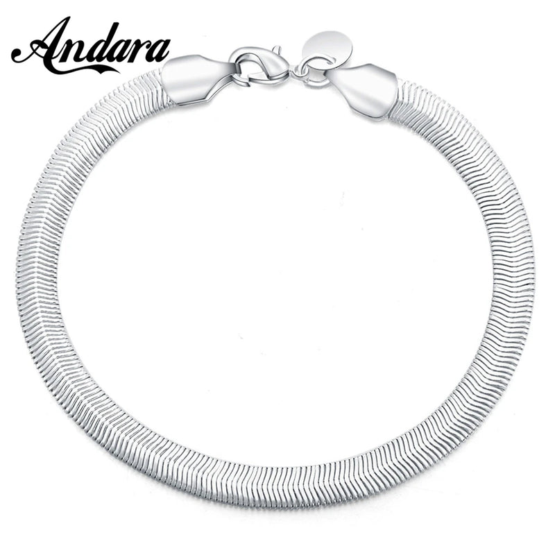925 Sterling Silver Snake Bone Bracelet Charm Chain