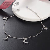 925 Sterling Silver Bead Moon Anklet for Women