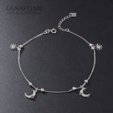 925 Sterling Silver Bead Moon Anklet for Women