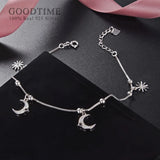925 Sterling Silver Bead Moon Anklet for Women