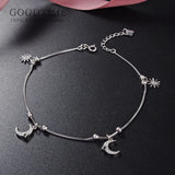 925 Sterling Silver Bead Moon Anklet for Women