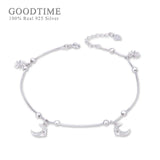 925 Sterling Silver Bead Moon Anklet for Women