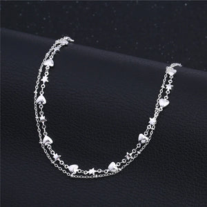 S925 Silver Anklet Heart Foot Chain For Women Girl SB090
