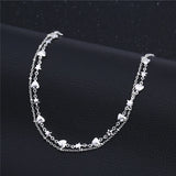 S925 Silver Anklet Heart Foot Chain For Women Girl SB090