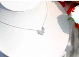 Silver Bow CZ Pendant Necklace Women Girls Party Accessories