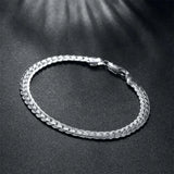 5MM Flat Snake Chain Silver Bracelet Unisex Lobster Clasp Gift