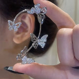 Sparkling Zircon Crystal Ear Clip Earrings Wedding Jewelry