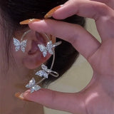 Sparkling Zircon Crystal Ear Clip Earrings Wedding Jewelry