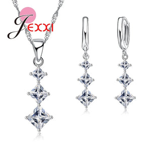 Silver Clear Austrian Crystals Jewelry Set for Her