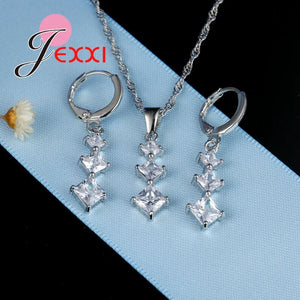 Silver Clear Austrian Crystals Jewelry Set for Her