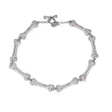 Silver Collar Chain Choker Necklace Crystal Spliced Bracelet Set