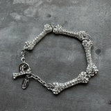 Silver Collar Chain Choker Necklace Crystal Spliced Bracelet Set