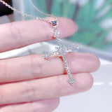 Silver Cross Zircon Pendant Choker Necklace for Women