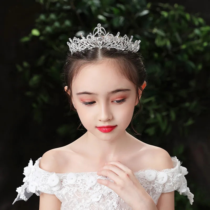 Silver Princess Crystal Rhinestone Tiara Headpiece for Kids