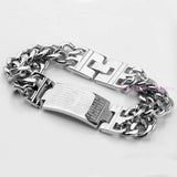 Men's Cuban Link Chain Bracelet ID Tape Stainless Steel 22.5cm*22.5mm