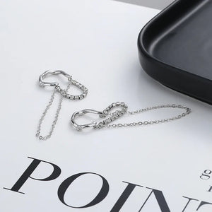 Crystal Clip On Earrings Silver Chain Jewelry