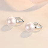 Silver 12mm Pearl Earrings for Women Classic Jewelry