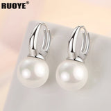 Silver 12mm Pearl Earrings for Women Classic Jewelry