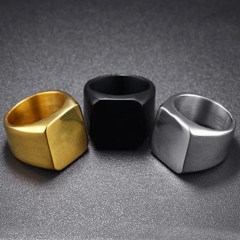 Silver Stainless Steel Ring Friendship Men Women Square Ring US Size7-12