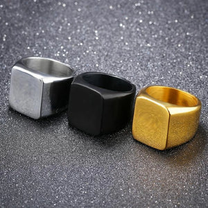 Silver Stainless Steel Ring Friendship Men Women Square Ring US Size7-12