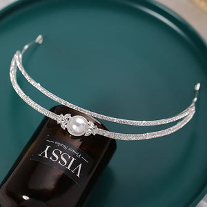 Pearl Rhinestone Tiara Wedding Hair Accessories For Women Bride Hairband