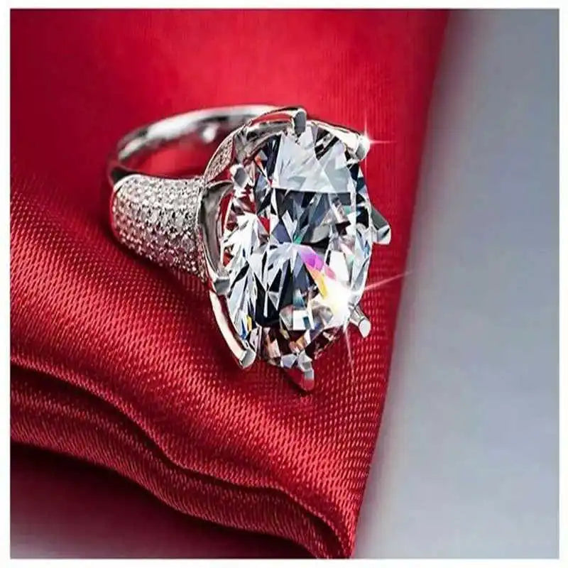 Silver Huge Bridal Wedding Engagement Ring size 6-11