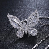 Butterfly Shape CZ Zirconia Pendant Necklace for Women