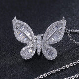 Butterfly Shape CZ Zirconia Pendant Necklace for Women