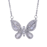 Butterfly Shape CZ Zirconia Pendant Necklace for Women