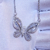 Butterfly Shape CZ Zirconia Pendant Necklace for Women