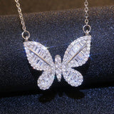 Butterfly Shape CZ Zirconia Pendant Necklace for Women