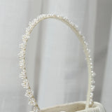 Silver Pearl Headband Wedding Hair Accessories Ribbon Headpiece Flower