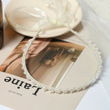 Silver Pearl Headband Wedding Hair Accessories Ribbon Headpiece Flower