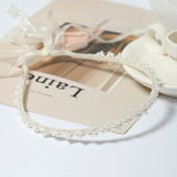 Silver Pearl Headband Wedding Hair Accessories Ribbon Headpiece Flower