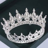 Silver Pearls Round Crowns Crystal Rhinestone Princess Diadems Wedding Bridal