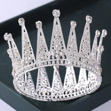 Silver Pearls Round Crowns Crystal Rhinestone Princess Diadems Wedding Bridal