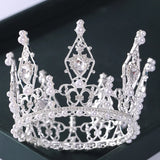 Silver Pearls Round Crowns Crystal Rhinestone Princess Diadems Wedding Bridal