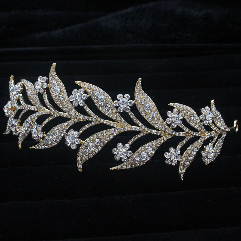 Silver Rose Tiaras Crowns Crystal Rhinestone Bridal Hair Accessories