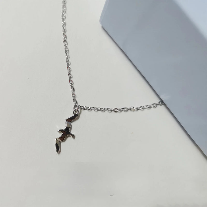 Silver Sea Mew Pendant Necklace for Women Clavicle Chain Charm Jewelry