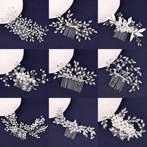 Silver Tiaras Hair Combs Pearls Rhinestone Wedding Bridal Hair Accessories