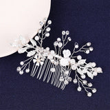 Silver Tiaras Hair Combs Pearls Rhinestone Wedding Bridal Hair Accessories
