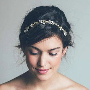 Silver Rhinestones Wedding Hair Comb Chain Hairband Bridal Headband