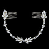 Silver Rhinestones Wedding Hair Comb Chain Hairband Bridal Headband