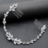 Silver Wired Crystal Rhinestones Wedding Hair Comb Chain Hair accessories