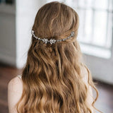 Silver Wired Crystal Rhinestones Wedding Hair Comb Chain Hair accessories