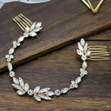Silver Rhinestones Wedding Hair Comb Chain Hairband Bridal Headband