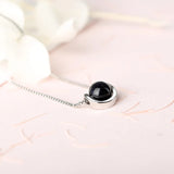Silver Pink Stone Pendant Necklace with Chain
