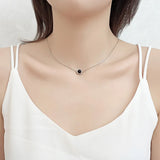 Silver Pink Stone Pendant Necklace with Chain