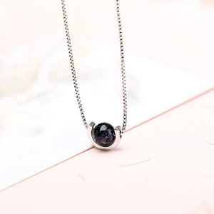 Silver Pink Stone Pendant Necklace with Chain