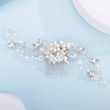 Silver Rhinestone Pearl Bridal Hair Comb Wedding Hair Accessories
